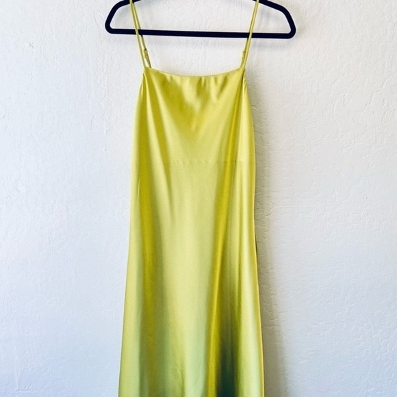 Apparis Carmen Satin Slip Mini Dress in Green Yellow - Picture 3 of 5